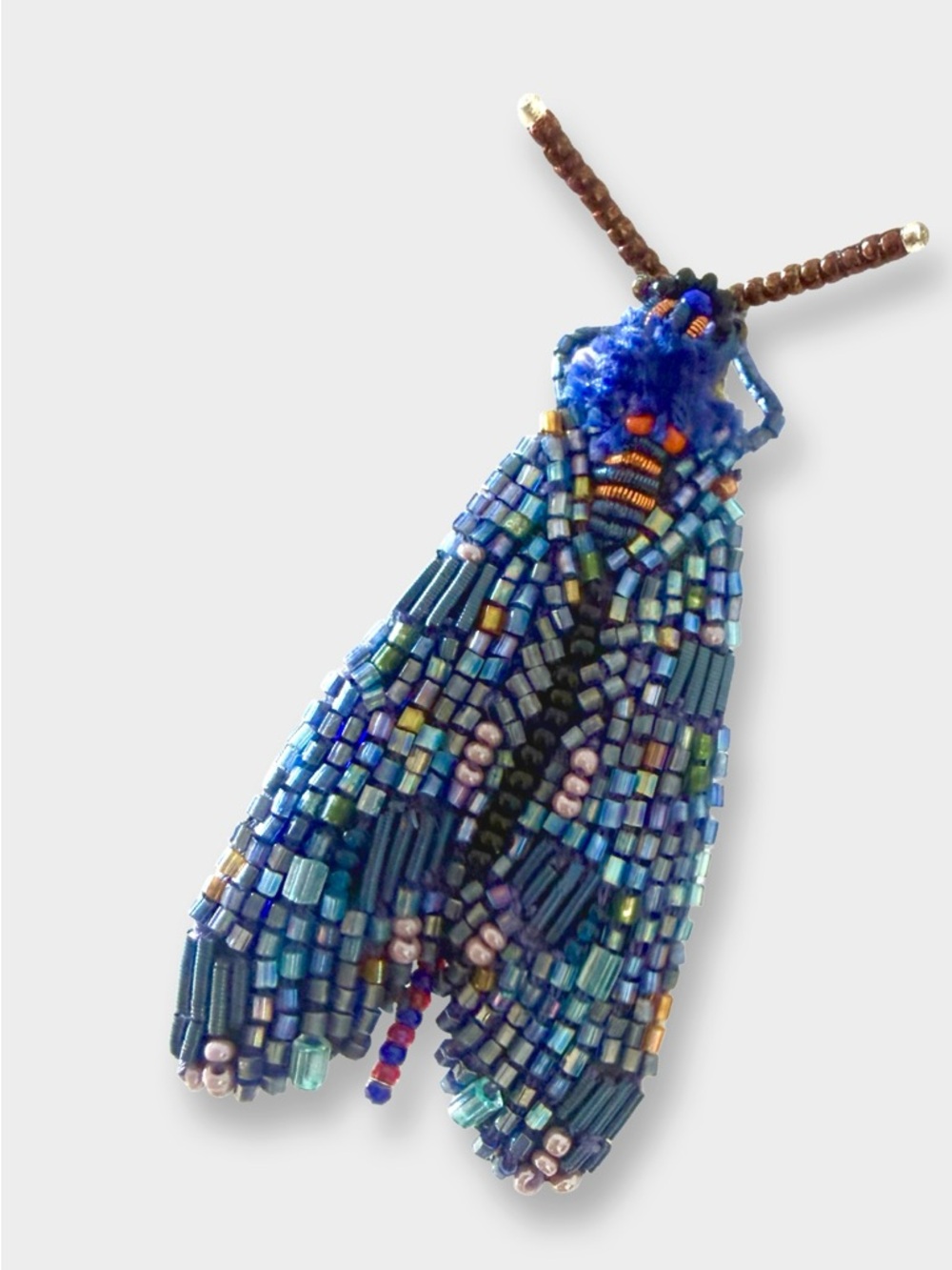 Hand-Beaded Blue Bug Brooch - Women Jewelry Brooches